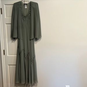 Escape By Joanna Chen Green Embellished Dress with Jacket